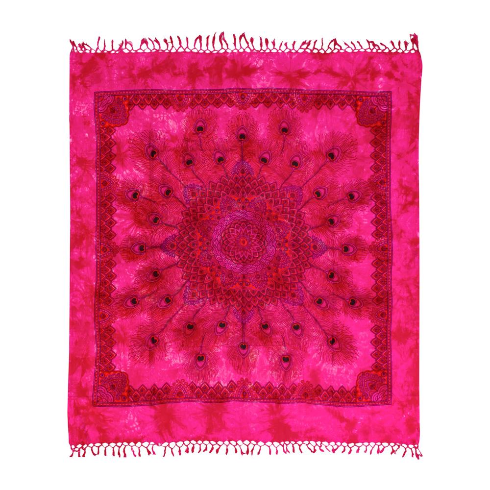 Telo Mare Spiaggia Grande Antisabbia Parasole Modello Batik Piuma Piuma Fucsia - Foto 5