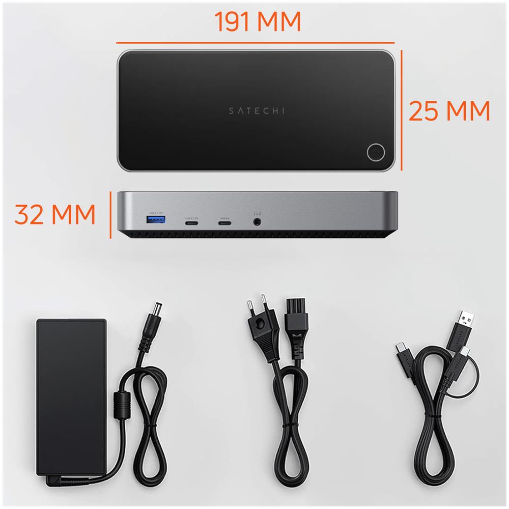 Stazione Di Ricarica 2 Usb Multi-schermo 4k Compatibili Displaylink, Grigio - Foto 2