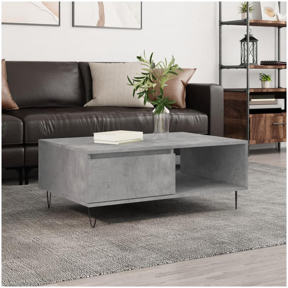Tavolino Da Salotto Grigio Cemento 90x60x35cm Legno Multistrato - Foto 1