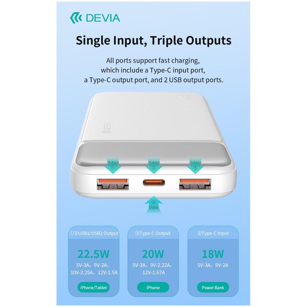 Power bank completamente compatibile 22,5 W con display digitale 10000 mAh Bianc - Foto 2