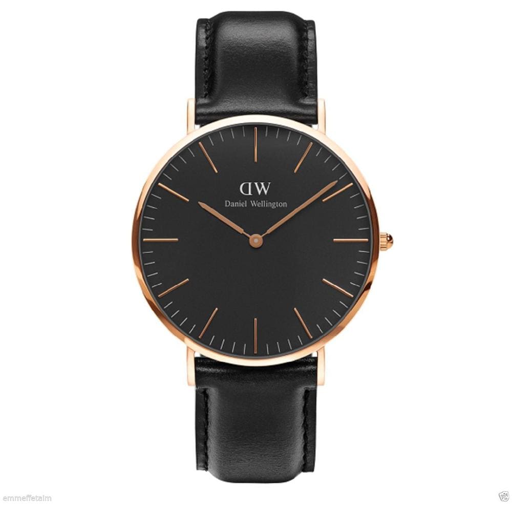 Orologio Da Polso Classic Black Sheffield Quadrante Nero Cassa Rose Gold Cinturino In Pelle 40mm - Foto 1