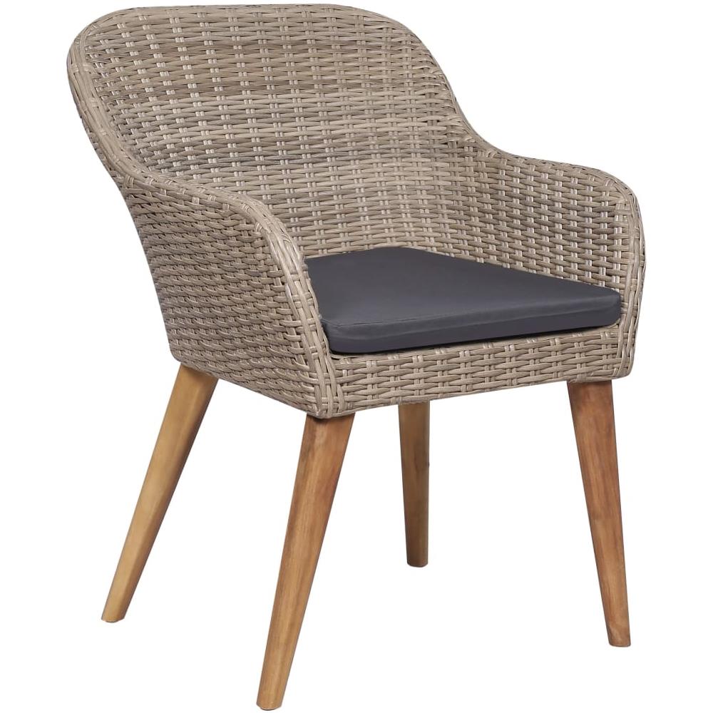 Sedie da Esterno con Cuscini 2 pz in Polyrattan Marrone - Foto 2