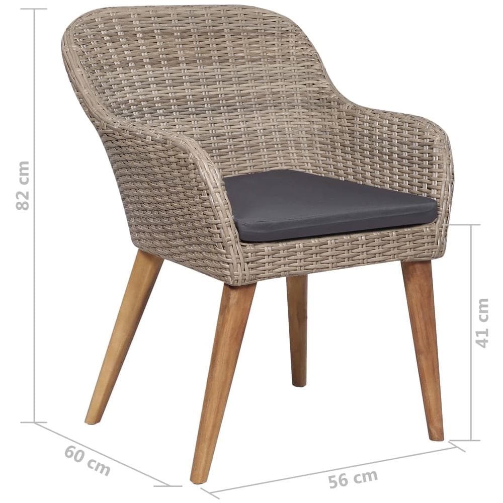Sedie da Esterno con Cuscini 2 pz in Polyrattan Marrone - Foto 7