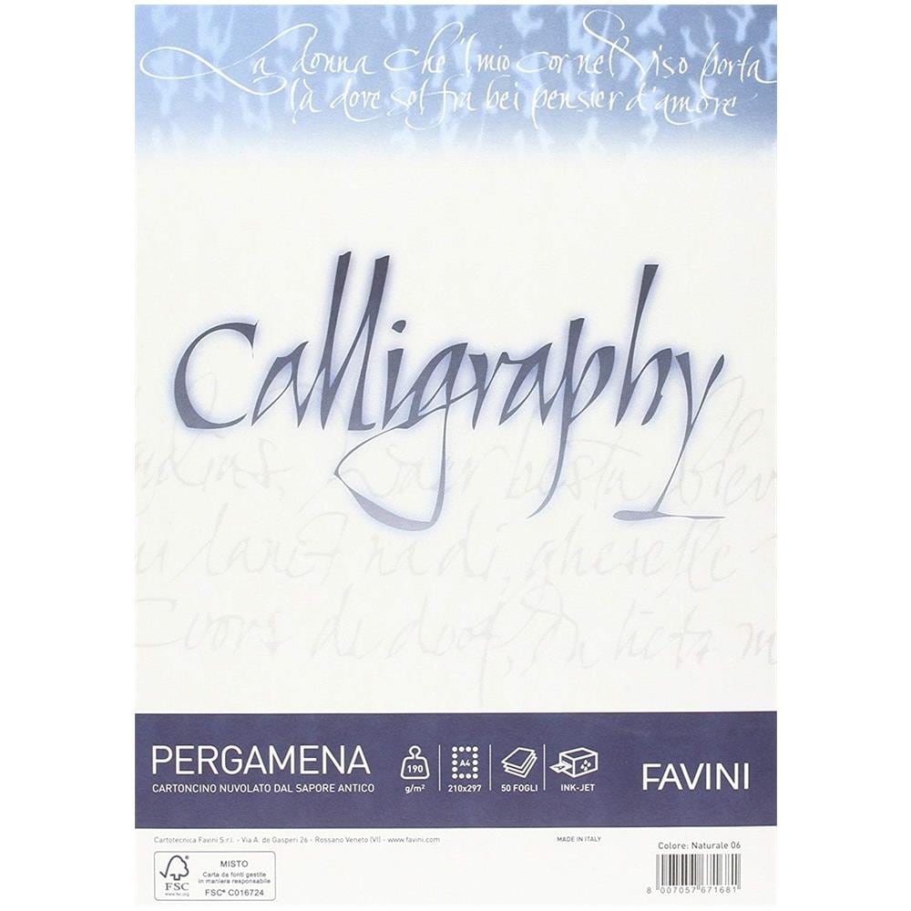 Album Calligraphy Carta Pergamena Naturale Liscio 50 Fogli A4 210x297mm 200g / mq - Foto 1