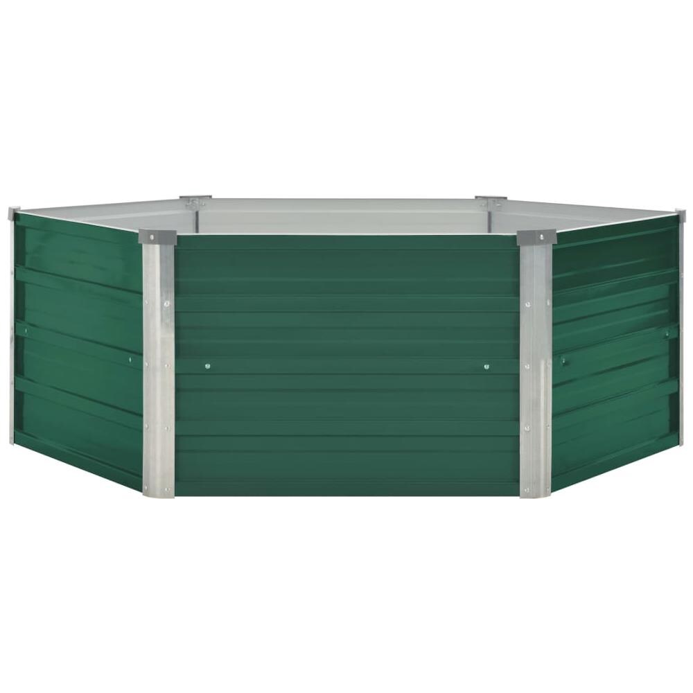 Letto di Coltura Rialzato 129x129x46 cm Acciaio Zincato Verde - Foto 2