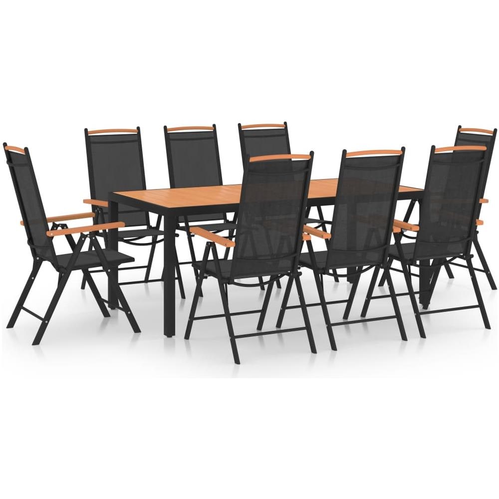 Set Da Pranzo Da Giardino 9 Pz In Alluminio Nero - Foto 1