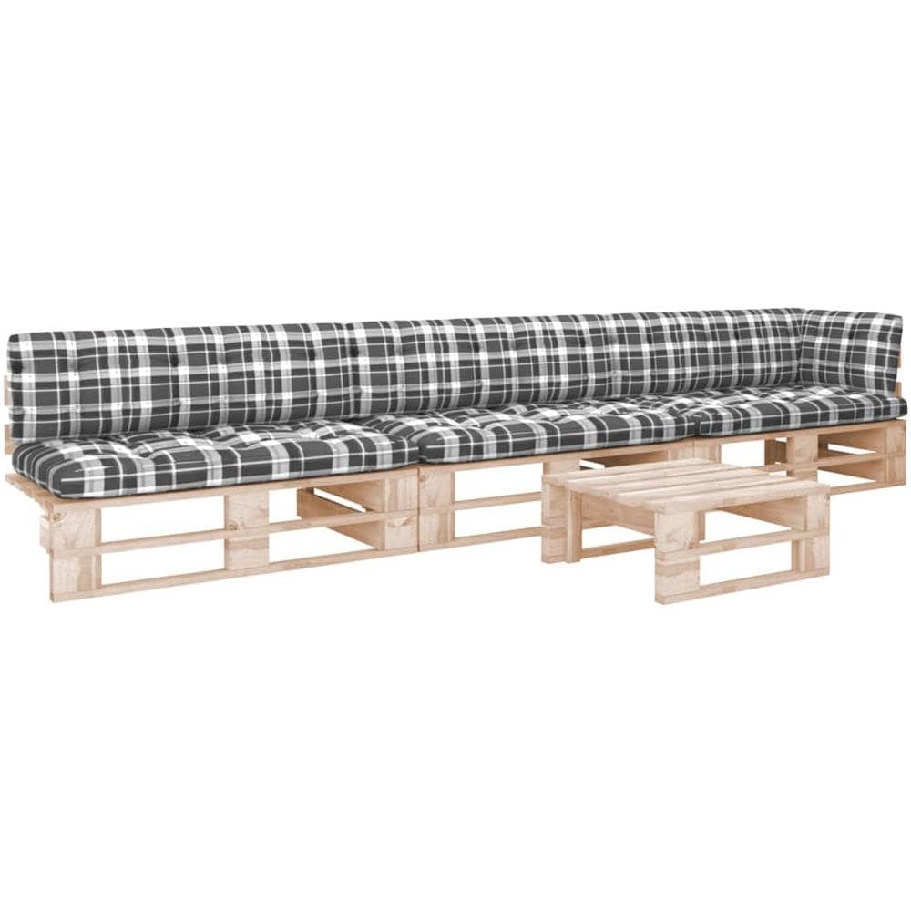Set Divani in Pallet con Cuscini 4 pz in Pino Impregnato - Foto 1