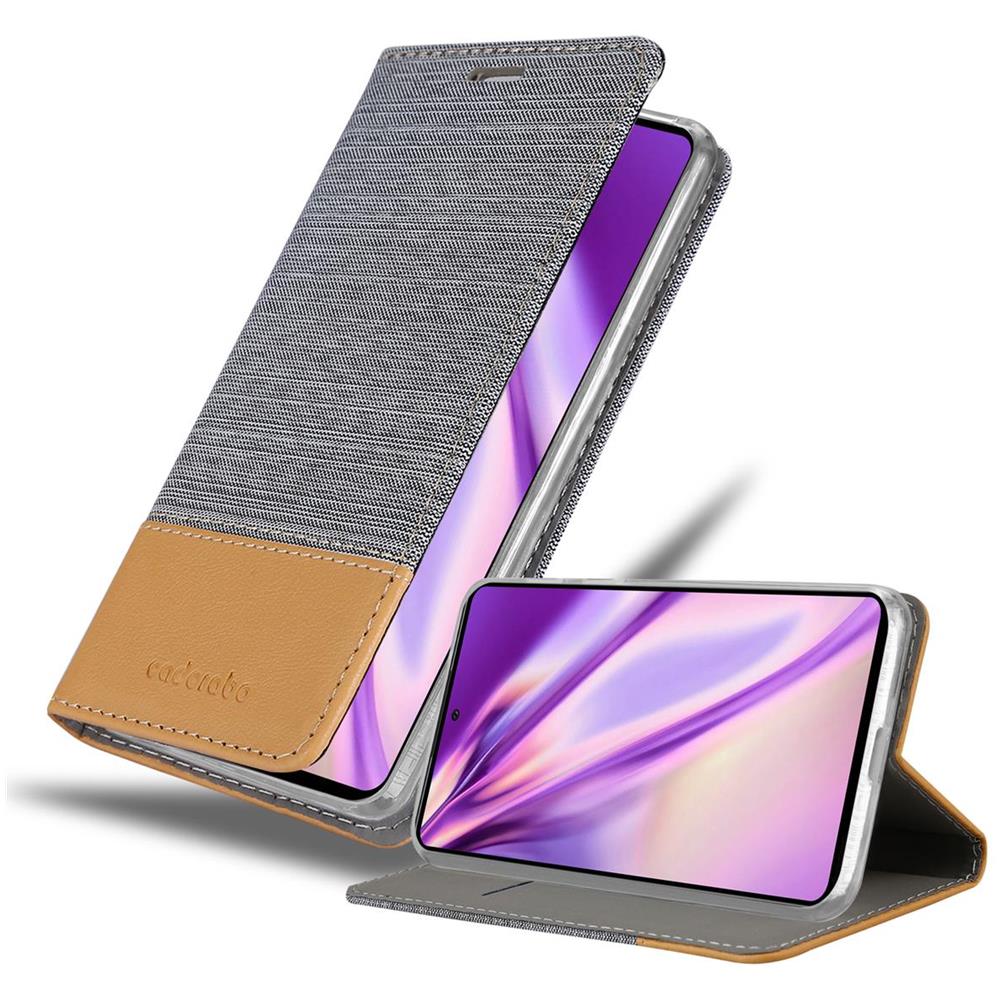 Custodia Compatibile Con Samsung Galaxy A72 4g / 5g In Grigio Chiaro Marrone - Coperchio Protettiva Con Chiusura Magnetica, Funzione Stand E Tasca Per Le Carte - Foto 1