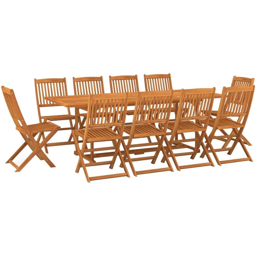 Set da Pranzo da Giardino 11 pz 220x90x75 cm Massello di Acacia - Foto 2
