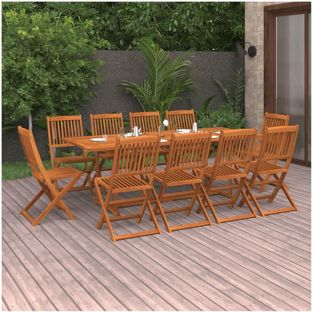 Set da Pranzo da Giardino 11 pz 220x90x75 cm Massello di Acacia - Foto 1