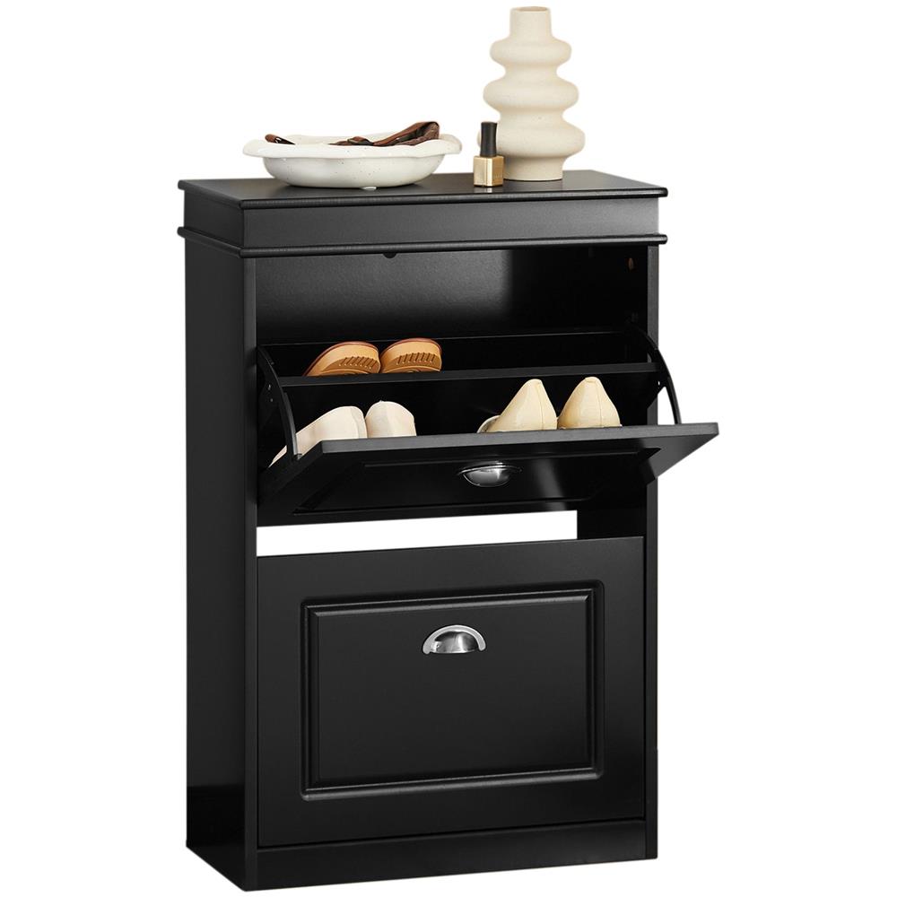 Serie Bianche Di Scarpiere Moderne Nero 54x24x83cm 2 Ante 0 Cuscino Fsr78-sch - Foto 1