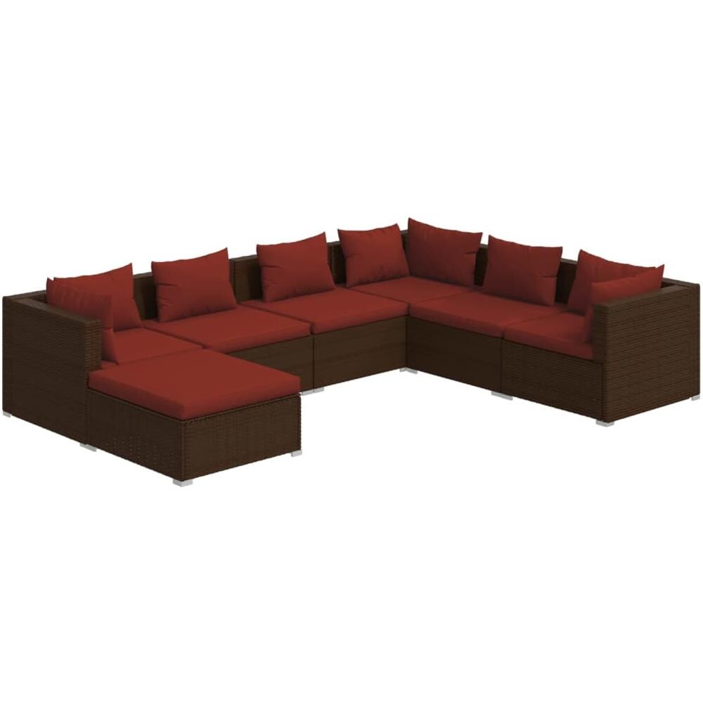 Set Divani Da Giardino 7 Pz Con Cuscini In Polyrattan Marrone - Foto 1