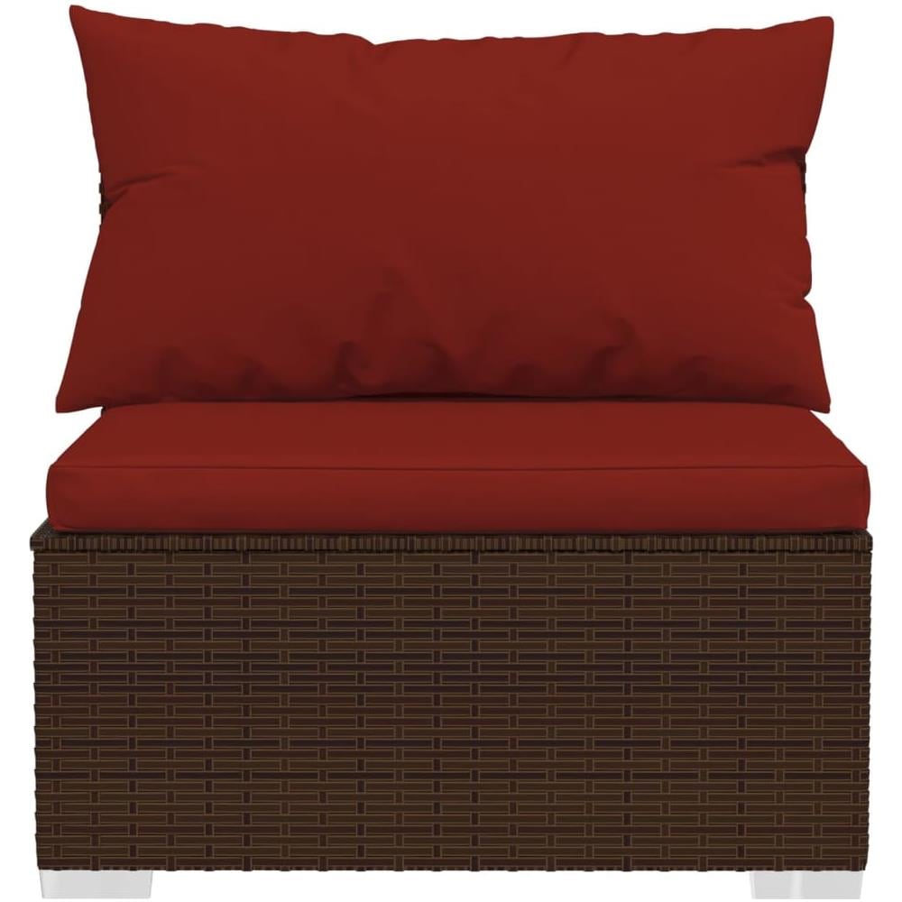 Set Divani Da Giardino 7 Pz Con Cuscini In Polyrattan Marrone - Foto 9