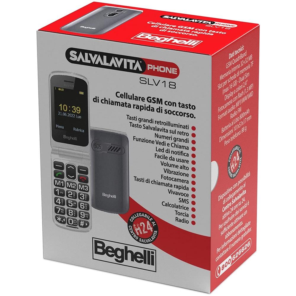 Salvavita SLV18 Senior Phone Display 2.4" con Tasti Grandi + Tasto SOS Colore Silver/Grigio Italia - Foto 5