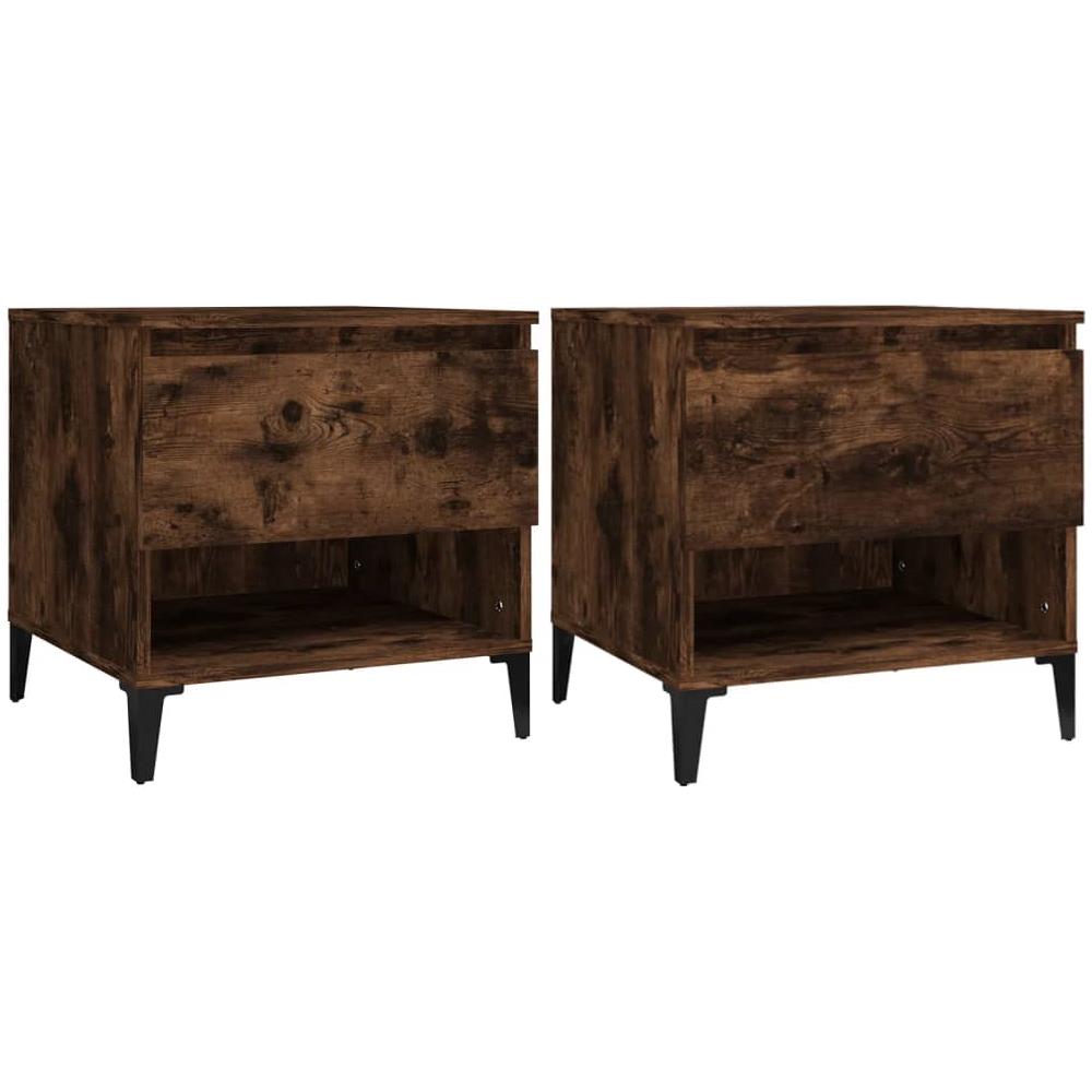 Tavolini 2pz Rovere Fumo 50x46x50 Cm In Legno Multistrato - Foto 1