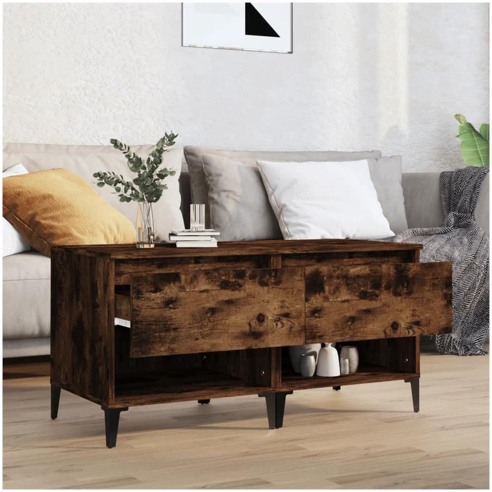 Tavolini 2pz Rovere Fumo 50x46x50 Cm In Legno Multistrato - Foto 2