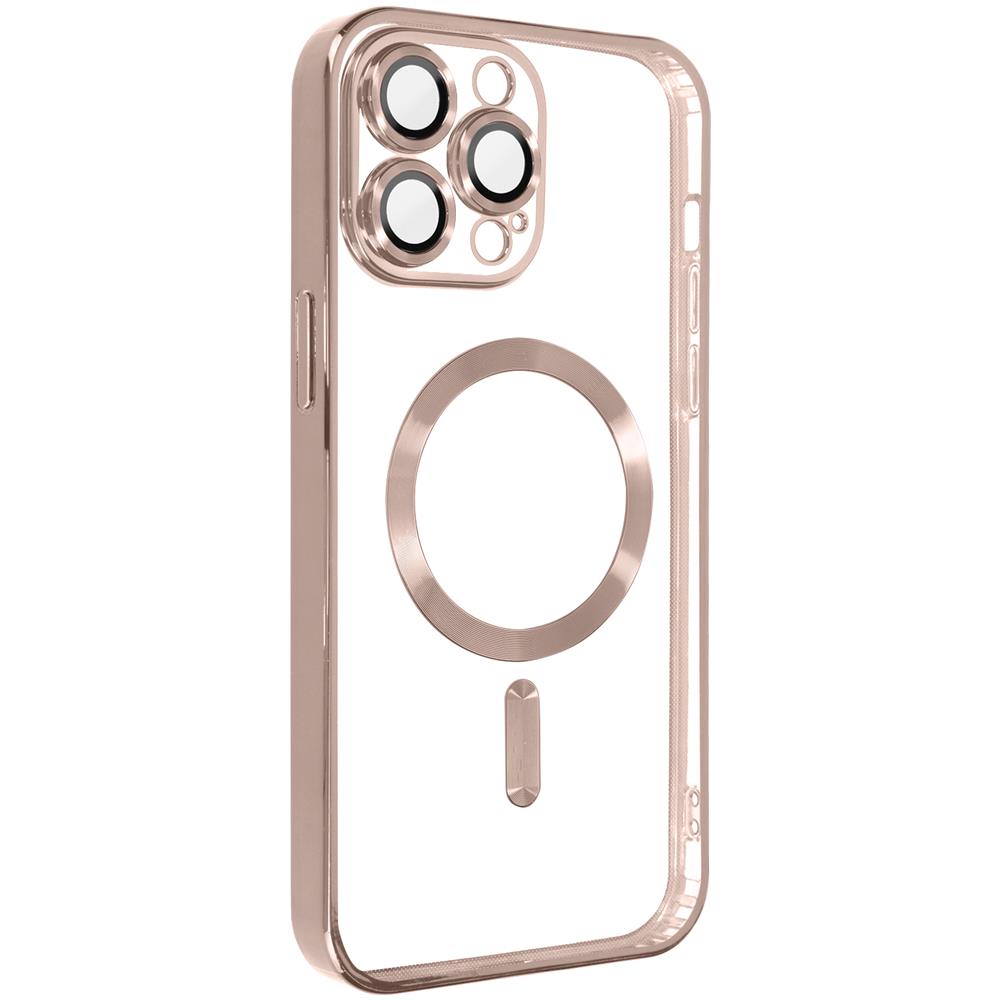 Cover Magsafe Per Iphone 13 Pro Max Silicone Protezione Camera Bordo Rose Gold - Foto 5