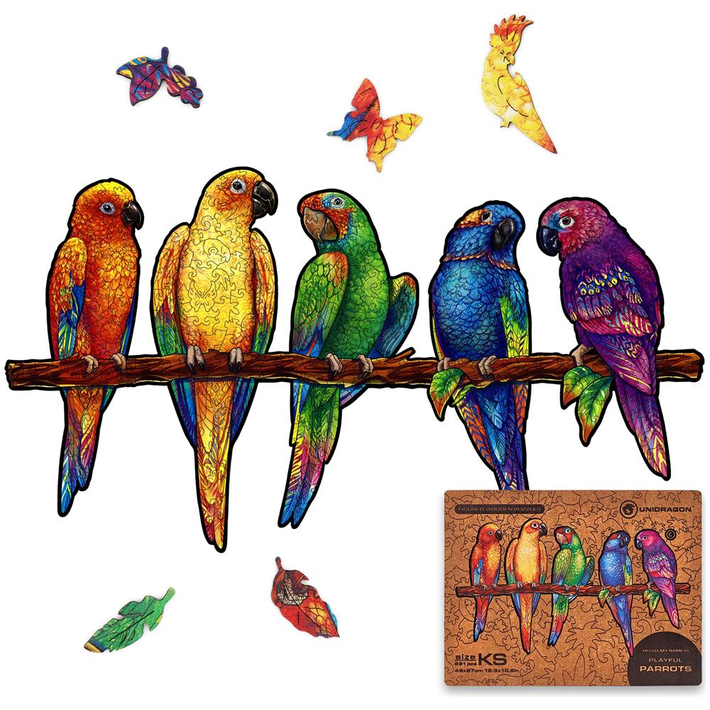 UNIDRAGON Puzzle In Legno Uccello Fatato – 107 Pezzi, Forma Unica 18x23 Cm, Ideale Come Regalo Per Adulti E Bambini Dagli 8 Anni