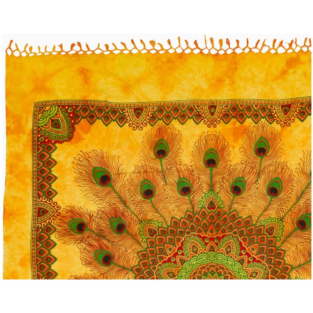 Telo Mare Spiaggia Grande Antisabbia Parasole Modello Batik Piuma Piuma Giallo - Foto 1