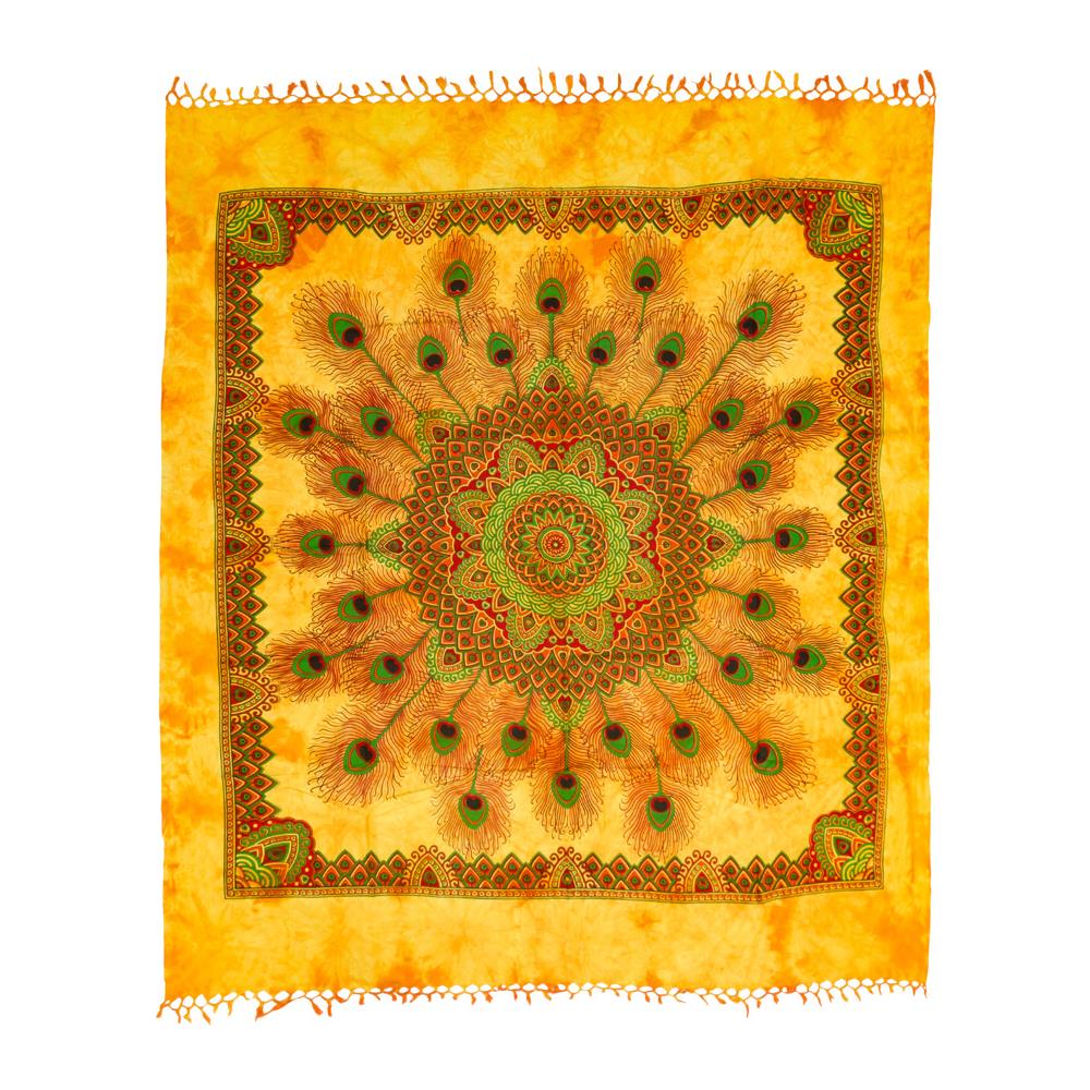 Telo Mare Spiaggia Grande Antisabbia Parasole Modello Batik Piuma Piuma Giallo - Foto 5