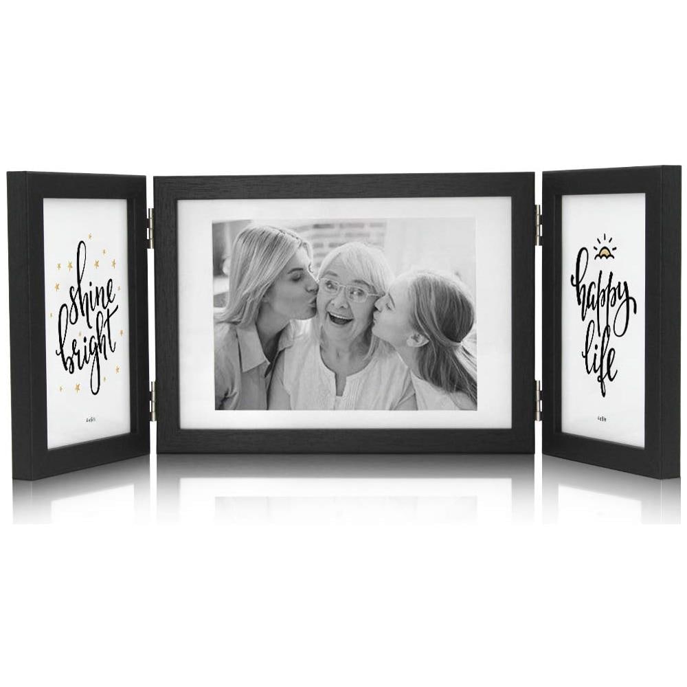 Affuly 3 Cornici Per Foto 4x6 E 5x7 Cornici Nere Collage Cornici Triple Pieghevoli Con Cerniera Decorazioni Per La Casa Per Desktop Regali Unici Per Compleanno Nonni Amici Di Famiglia - Foto 1