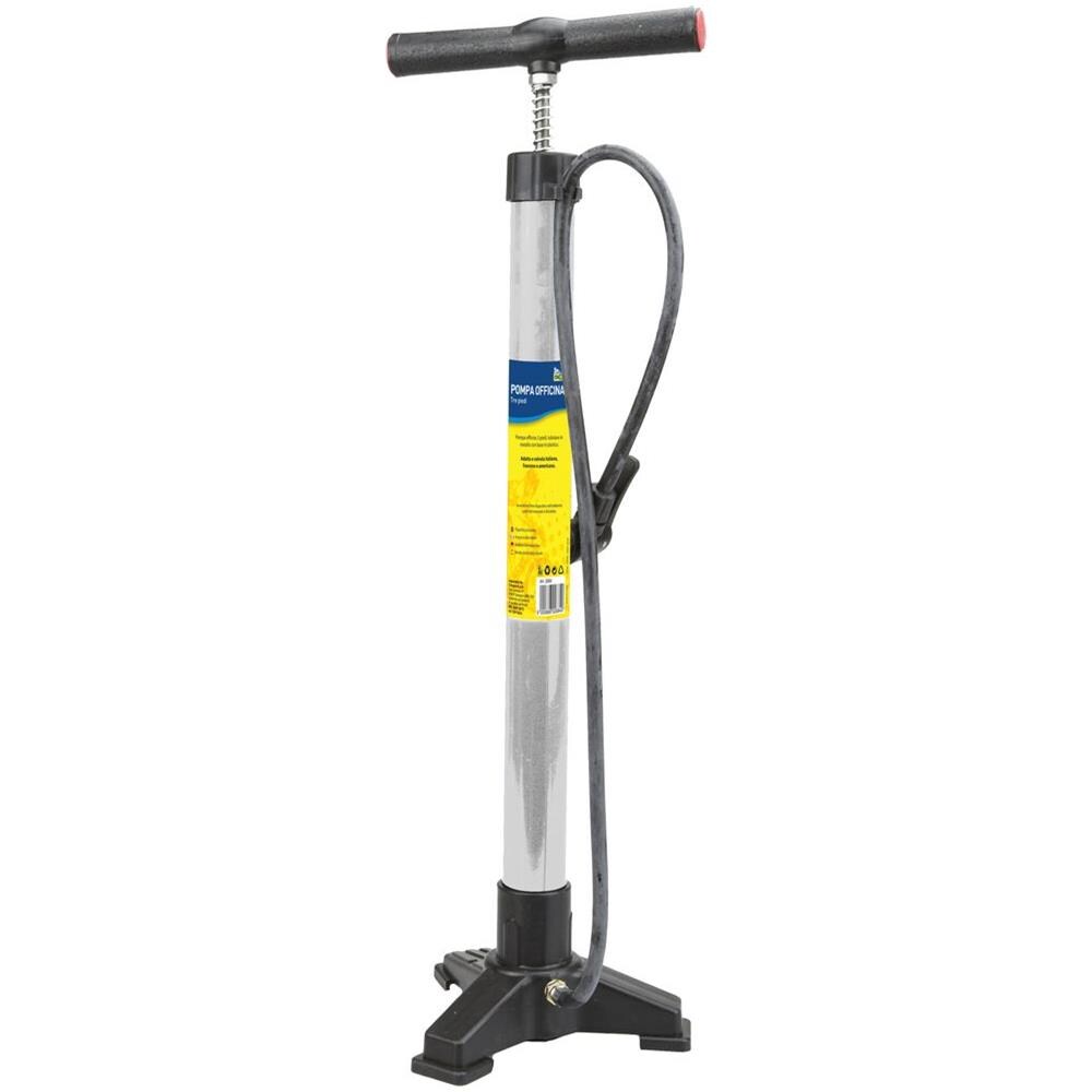 Pompa Officina Bici Tubolare In Metallo Silver Impugnatura Ergonomica T Gonfiaggio Rapido Valvole Italiana Francese Americana Tre Piedi - Foto 1