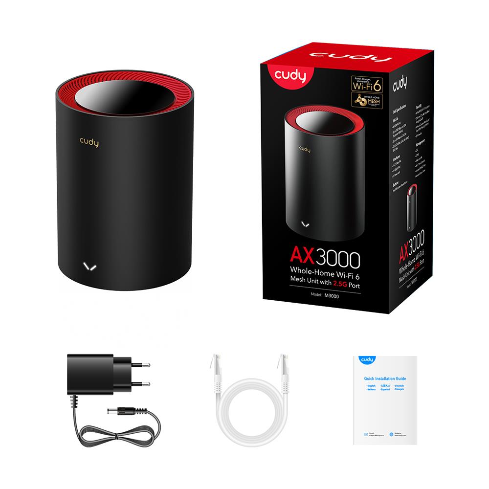 M3000 Dual-band (2.4 GHz / 5 GHz) Wi-Fi 6 (802.11ax) Nero, Rosso 1 Interno - Foto 4