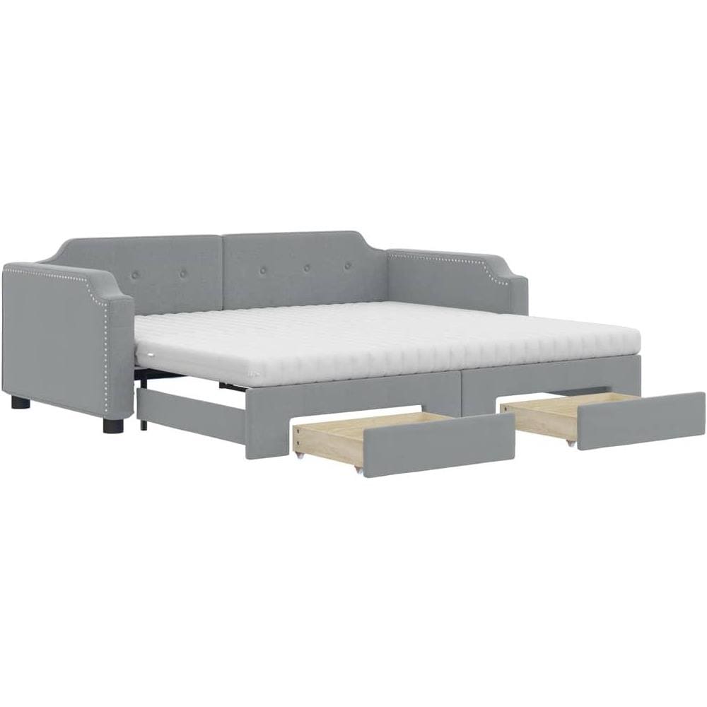 Divano Letto Estraibile Cassetti Grigio Chiaro 90x190cm Tessuto - Foto 1