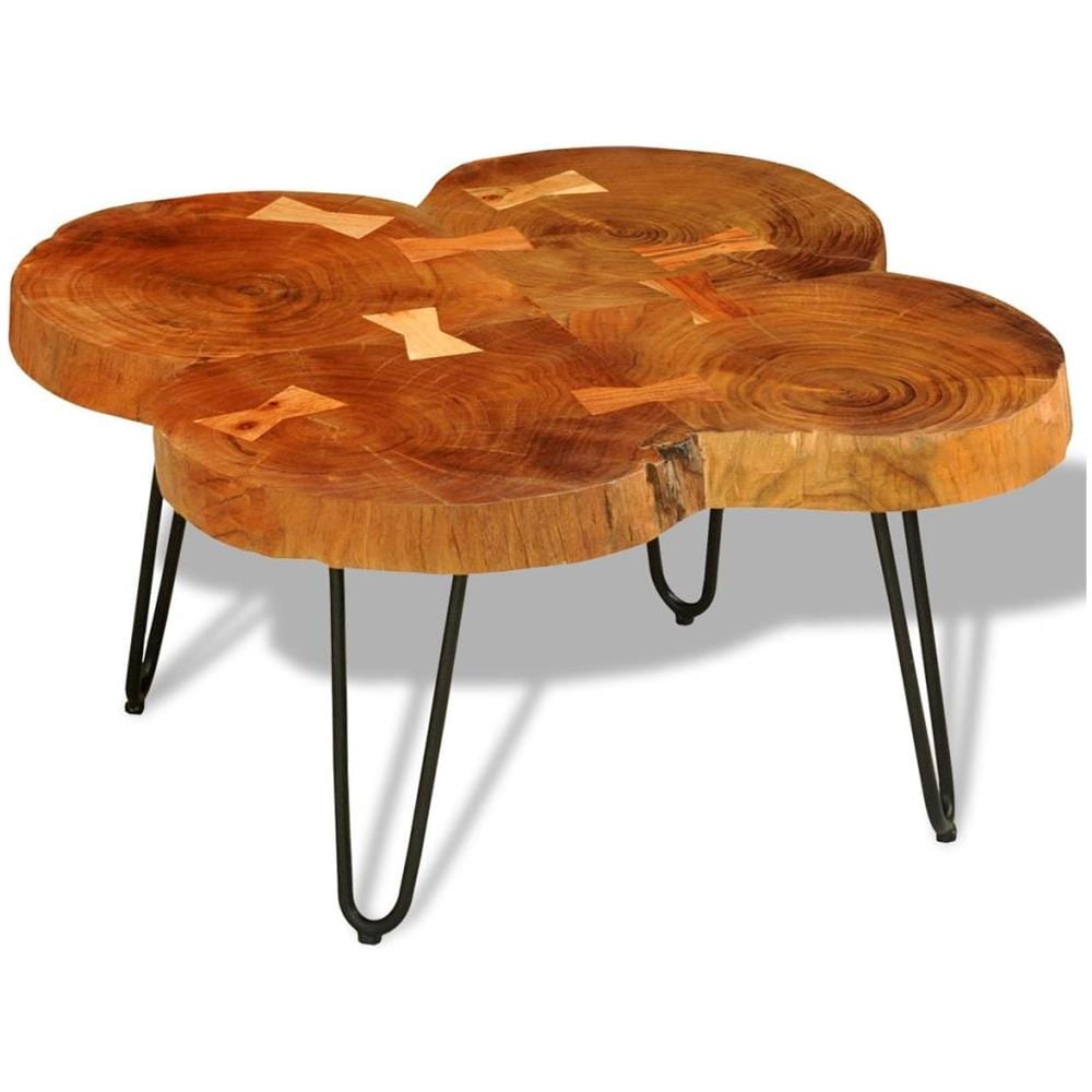 Tavolino Laterale Per Caffè In Legno Di Sheesham 4 Tronchi 35 Cm - Foto 1