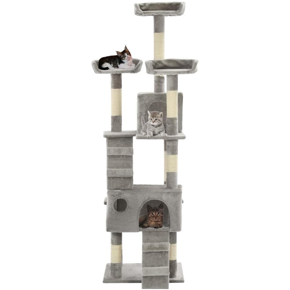Albero Per Gatti Con Tiragraffi In Sisal 170 Cm Grigio - Foto 1