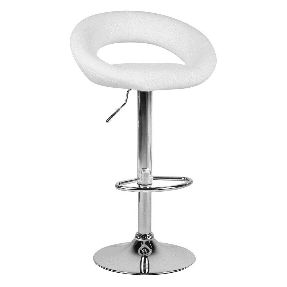 Sgabello Da Bar In Ecopelle Bianco Regolabile In Altezza Set Di 2 Pezzi Peoria - Foto 2