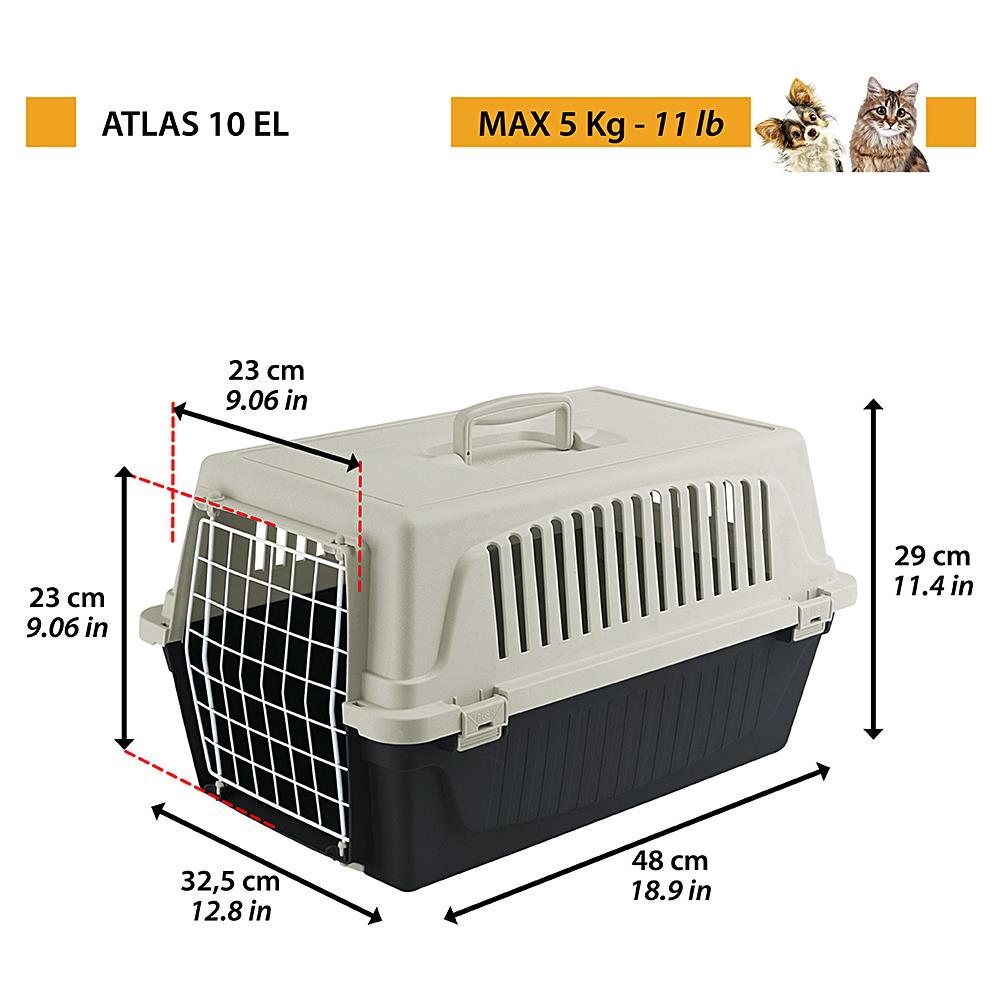 Trasportino Rigido Per Cani Piccola Taglia E Gatti Atlas 10 El, Porta In Acciaio Plasticato, Griglie Per L'aerazione - Foto 2