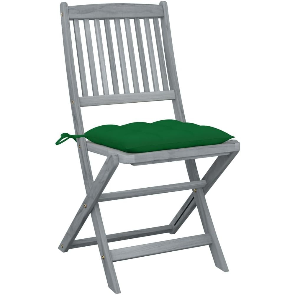 Sedie da Giardino Pieghevoli 2pz con Cuscini in Massello Acacia - Foto 3