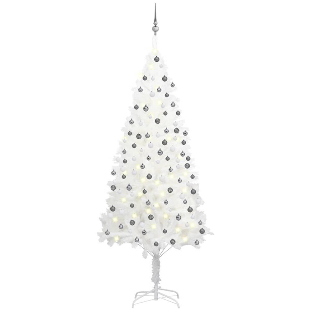 Set Albero Natale Artificiale con LED e Palline Bianco 210 cm - Foto 1