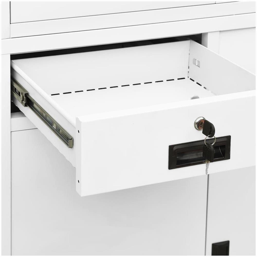 Armadio per Ufficio Bianco 90x40x180 cm in Acciaio e Vetro - Foto 3