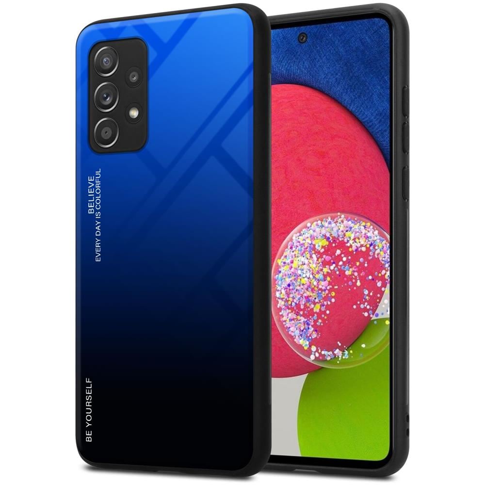 Custodia Compatibile Con Samsung Galaxy A52 (4g / 5g) / A52s In Blu - Nero - Coperchio Protettivo Bicolore In Vetro Temperato E Silicone Tpu - Foto 1
