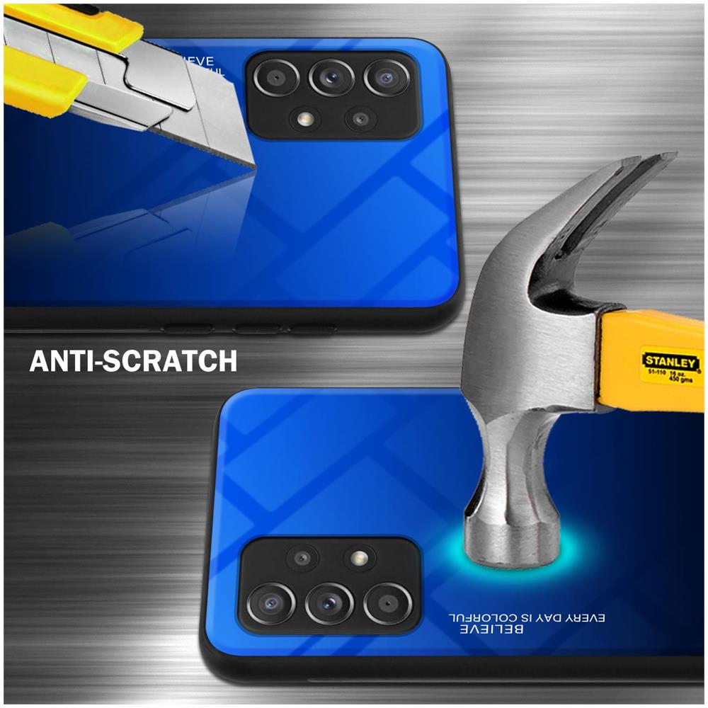 Custodia Compatibile Con Samsung Galaxy A52 (4g / 5g) / A52s In Blu - Nero - Coperchio Protettivo Bicolore In Vetro Temperato E Silicone Tpu - Foto 2