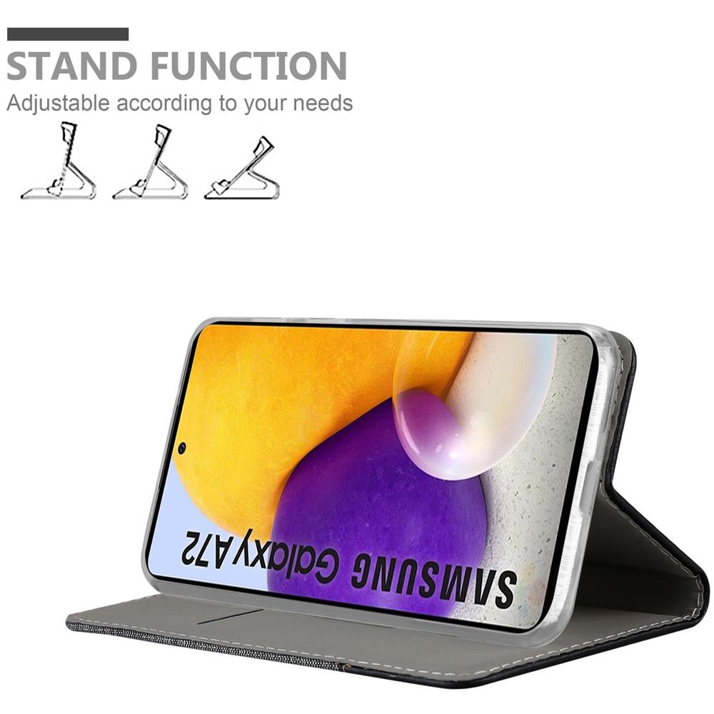 Custodia Compatibile Con Samsung Galaxy A72 4g / 5g In Grigio Nero - Coperchio Protettiva Con Chiusura Magnetica, Funzione Stand E Tasca Per Le Carte - Foto 2