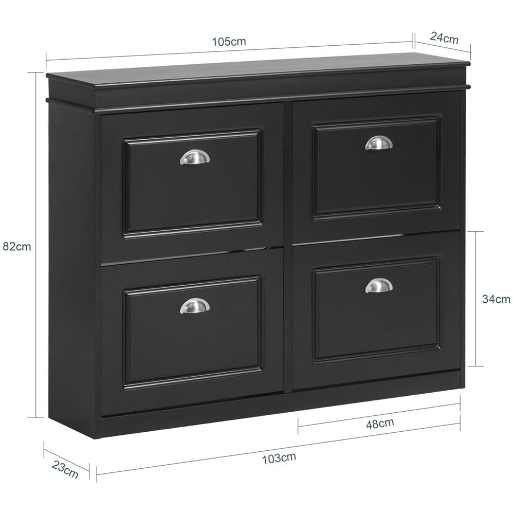 Serie Bianche Di Scarpiere Moderne Nero 105x24x83cm 4 Ante 0 Cuscino Fsr79-sch - Foto 2