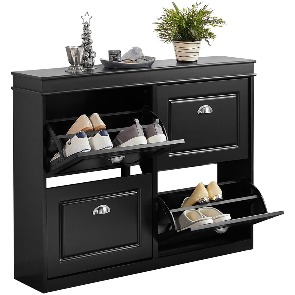 Serie Bianche Di Scarpiere Moderne Nero 105x24x83cm 4 Ante 0 Cuscino Fsr79-sch - Foto 1
