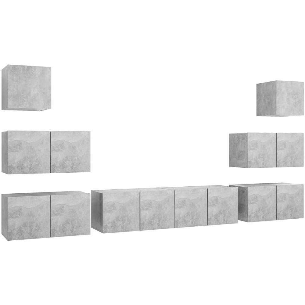 Set Porta Tv 8 Pz Grigio Cemento In Truciolato - Foto 2