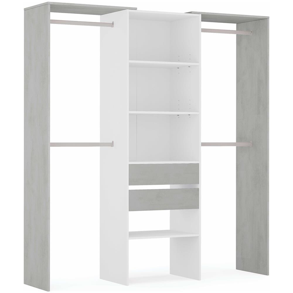 Armadio Guardaroba Mayo 2 Cassetti, Bianco E Grigio, 179 Cm Larghezza - Foto 1