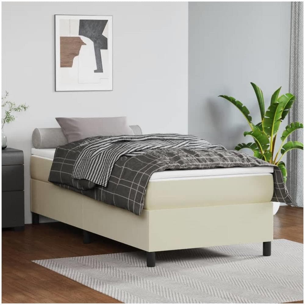 Giroletto A Molle Con Materasso Crema 80x200 Cm In Similpelle - Foto 1