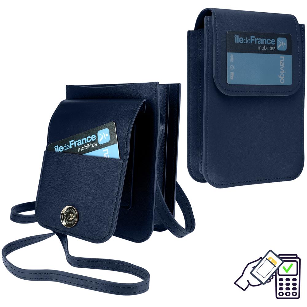 Borsetta A Tracolla Per Smartphone Con Porta-carte E Tracolla 130 Cm Blu - Foto 2