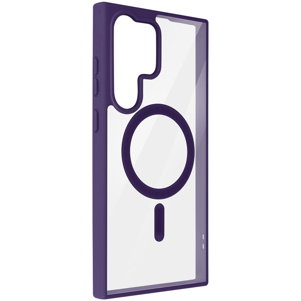 Cover Magsafe Per Samsung S23 Ultra Retro Rigido Bordo In Silicone Viola Scuro - Foto 2