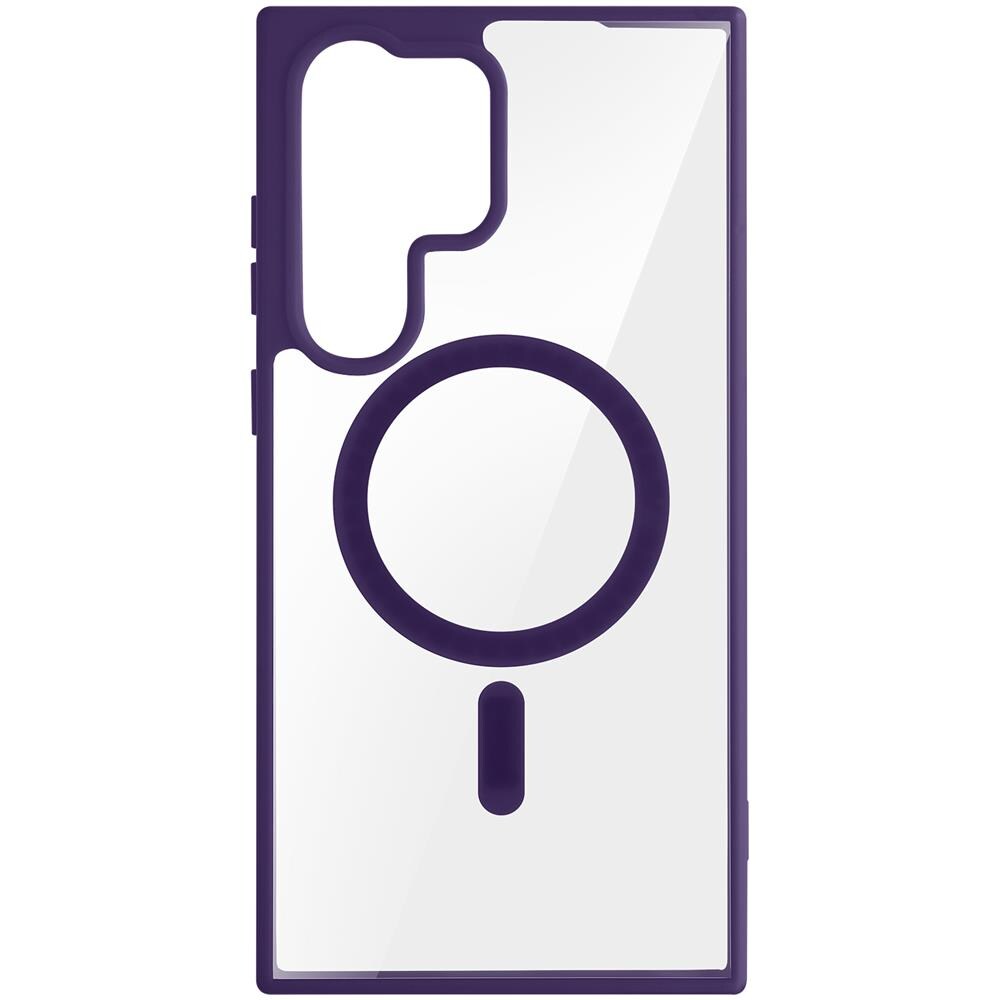 Cover Magsafe Per Samsung S23 Ultra Retro Rigido Bordo In Silicone Viola Scuro - Foto 1