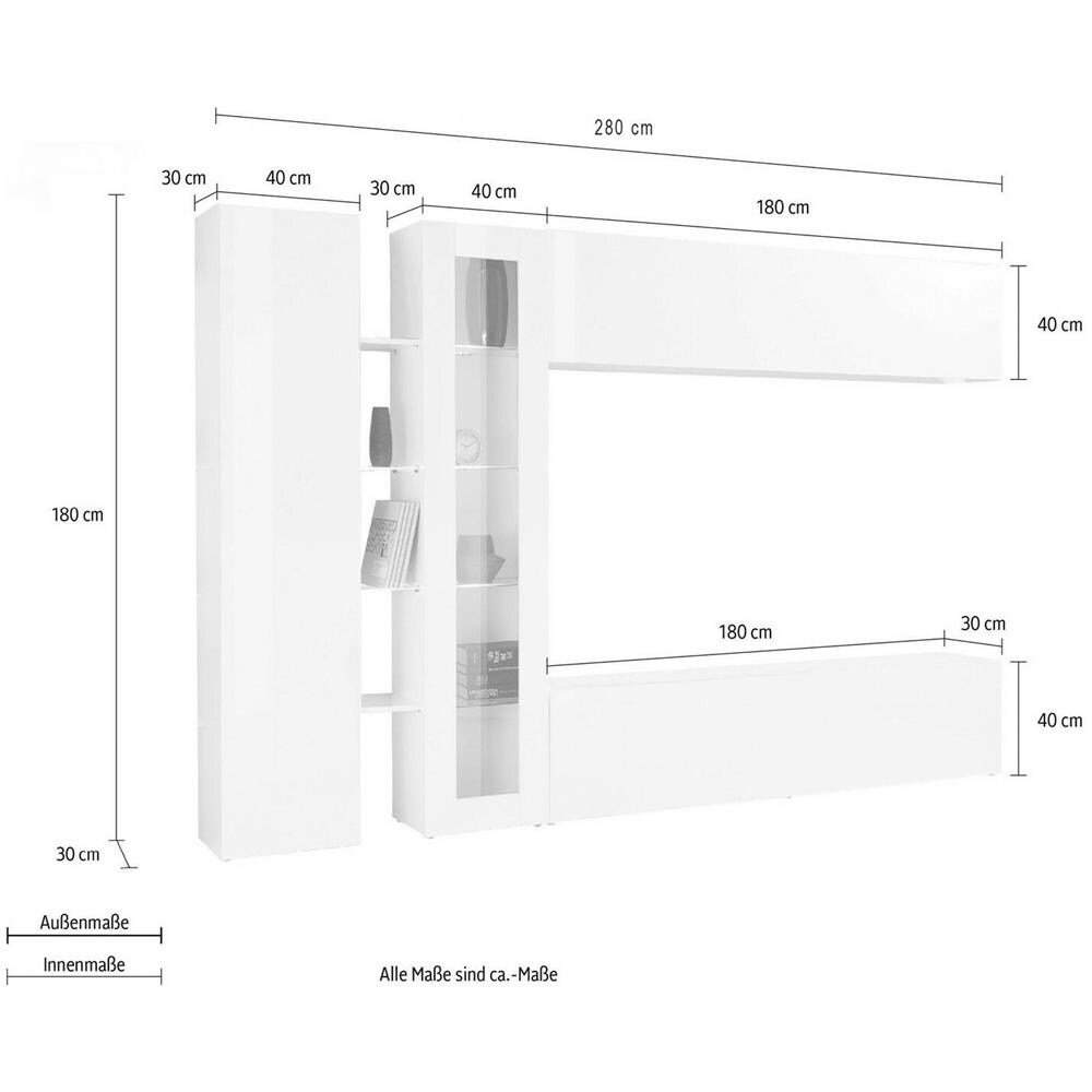 Parete Attrezzata Annie, Set Salotto Porta Tv A 4 Ante, Mobile Soggiorno Multiuso, 100% Made In Italy, Cm 280x30x180, Antracite - Foto 2