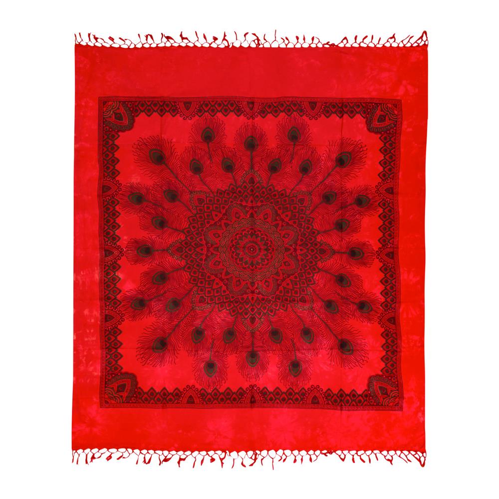 Telo Mare Spiaggia Grande Antisabbia Parasole Modello Batik Piuma Piuma Rosso - Foto 5