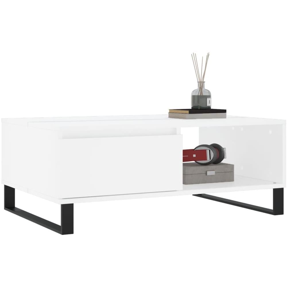 Tavolino Da Salotto Bianco 90x60x35 Cm In Legno Multistrato - Foto 3