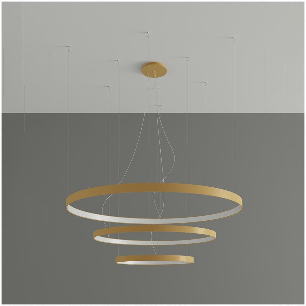 Sollux Lighting Lampadario Rio 3 55/78/110 Dorato Led 4000k Th. 269 - Moderno Lampadario D'oro 150x110x110 Cm - Foto 2